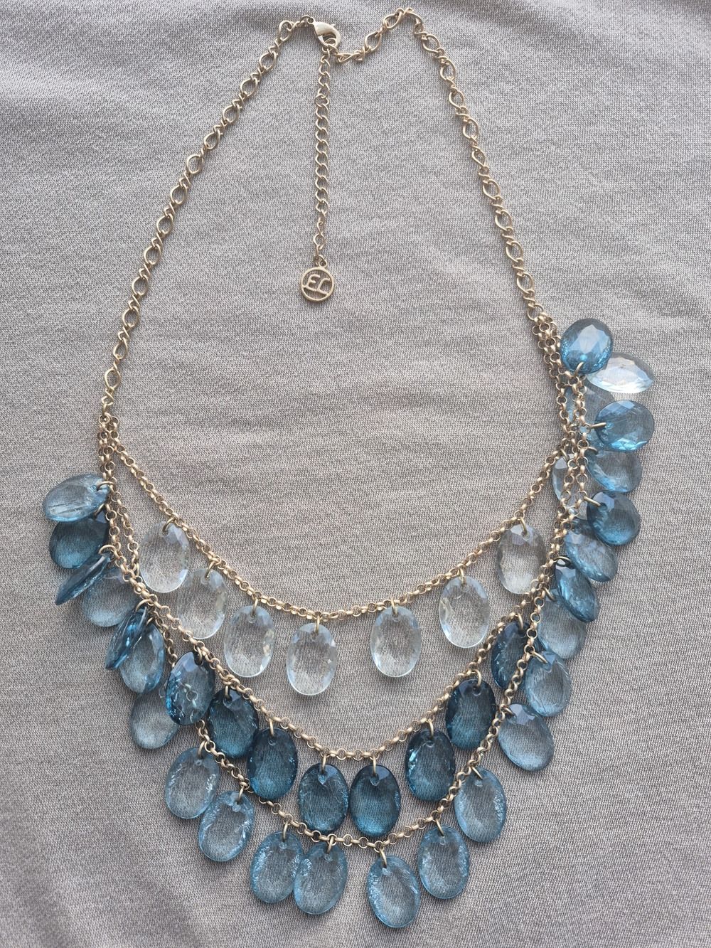 Gold-Tone Blue Teardrop Layered Necklace by
